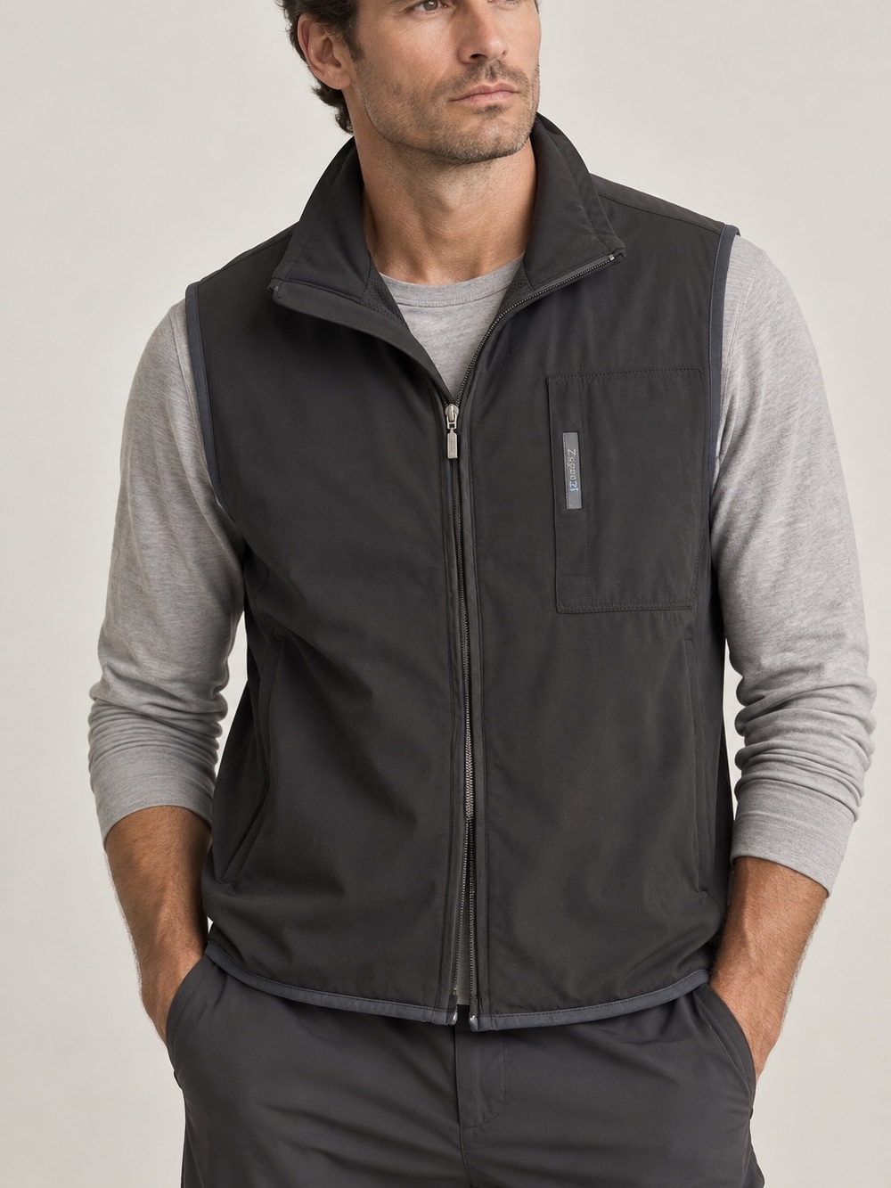 Zegna sport black zip vest